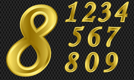Golden number set, from 1 to 9のイラスト素材