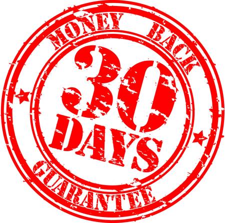 Grunge 30 days money back guarantee rubber stamp, illustration のイラスト素材