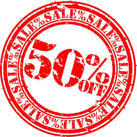  Grunge 50 percent sale off rubber stamp, illustrationのイラスト素材
