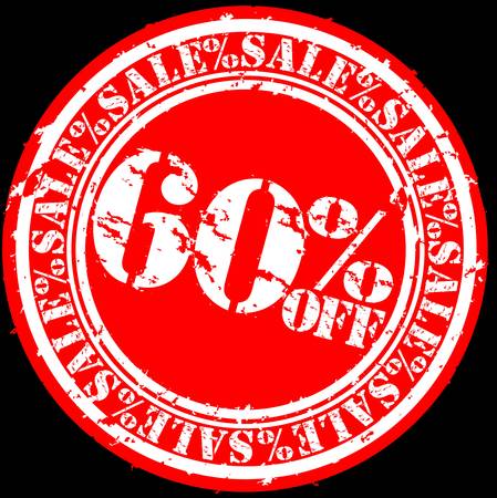 Grunge 60 percent sale off rubber stamp, illustration のイラスト素材