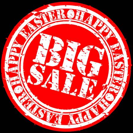 Grunge happy easter big sale rubber stamp, vector illustration のイラスト素材