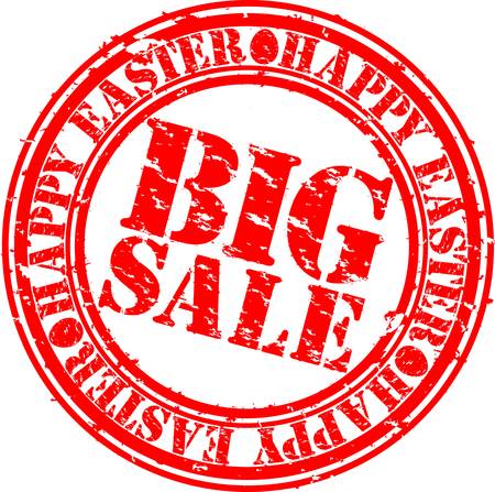 Grunge happy easter big sale rubber stamp, vector illustration のイラスト素材