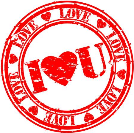 Grunge I love you rubber stamp, vector illustrationのイラスト素材