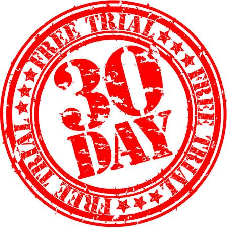 Grunge 30 day free trial rubber stamp, vector illustrationのイラスト素材