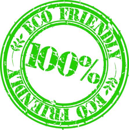 Grunge eco friendly 100 percent rubber stamp, vector illustrationのイラスト素材