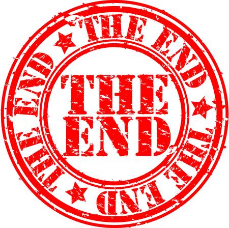 Grunge the end rubber stamp, vector illustrationのイラスト素材