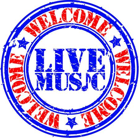 Grunge welcome live music rubber stamp, vector illustrationのイラスト素材