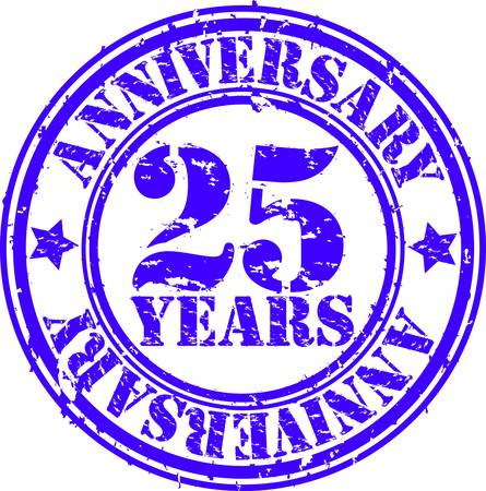 Grunge 25 years anniversary rubber stamp, vector illustrationのイラスト素材
