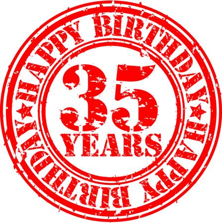 Grunge 35 years happy birthday rubber stamp, vector illustration のイラスト素材