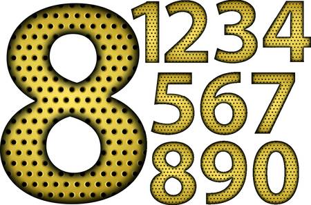Number set, from 1 to 9, golden grill, vector illustration のイラスト素材