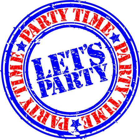 Grunge lets party rubber stamp, vector illustrationのイラスト素材