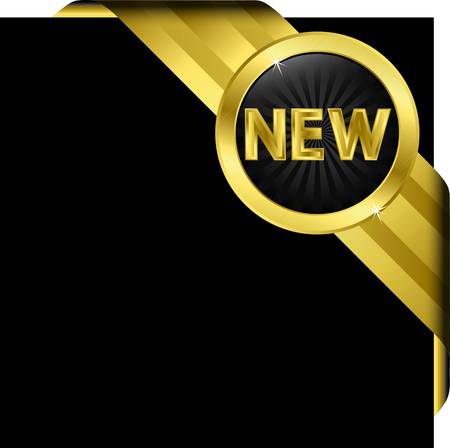 New golden label with ribbons, vector illustration のイラスト素材