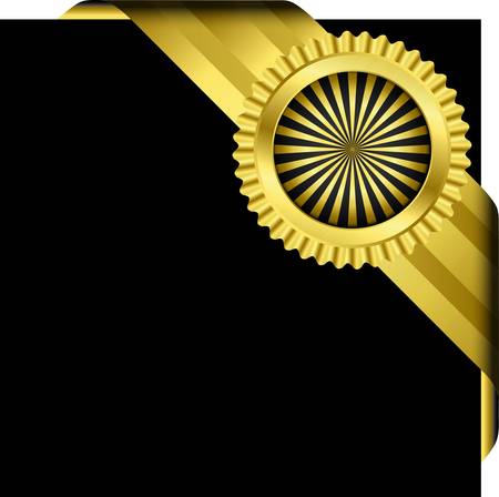 Golden label with ribbon, illustration のイラスト素材