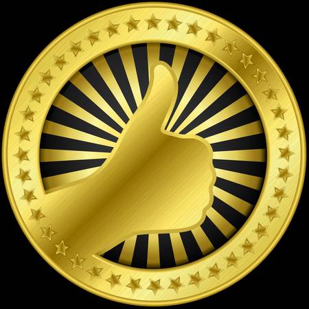 Thumb up like golden labelのイラスト素材