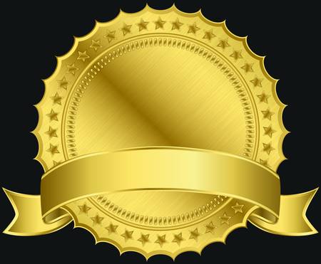 Golden blank label with golden ribbonのイラスト素材
