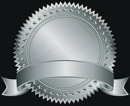 Silver blank label with silver ribbon illustration のイラスト素材