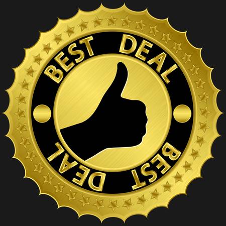 Best deal golden label with thumb up, illustrationのイラスト素材