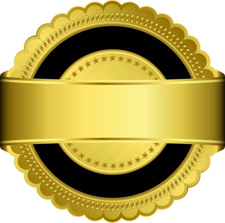 Golden blank label with golden ribbonのイラスト素材