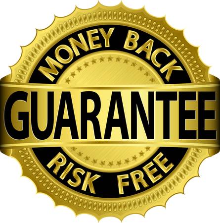 Money back guarantee risk free golden sign,  illustrationのイラスト素材