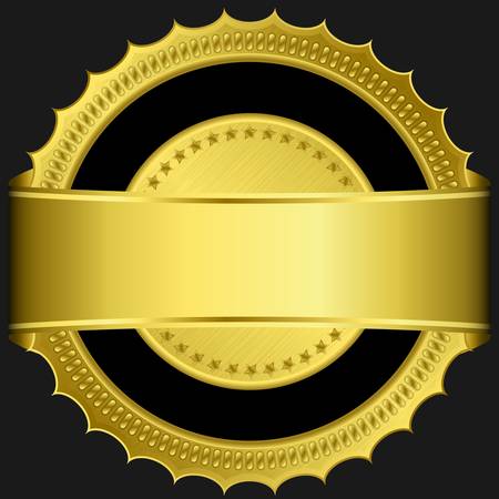 Golden blank label with golden ribbonのイラスト素材