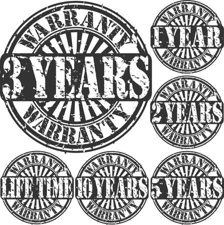 Grunge warranty rubber stamp setのイラスト素材