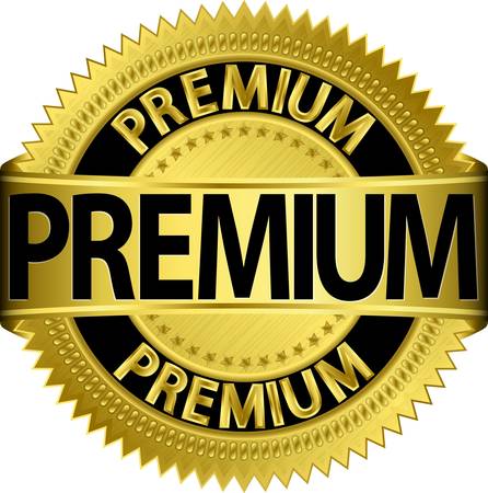 Golden premium label, vector illustrationのイラスト素材