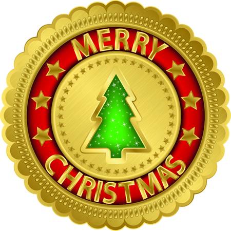 Merry christmas golden labelのイラスト素材