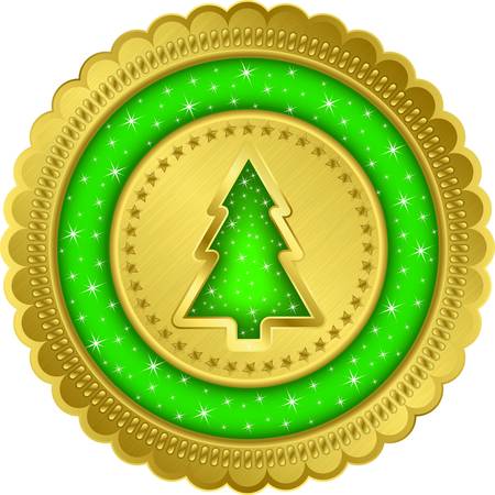 Merry christmas golden label, vector illustrationのイラスト素材