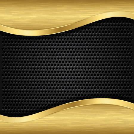 Abstract golden background with metallic speaker grill, vector illustrationのイラスト素材