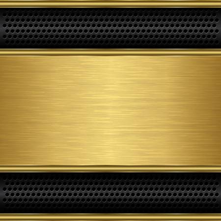 Abstract golden background with metallic speaker grill, illustrationのイラスト素材