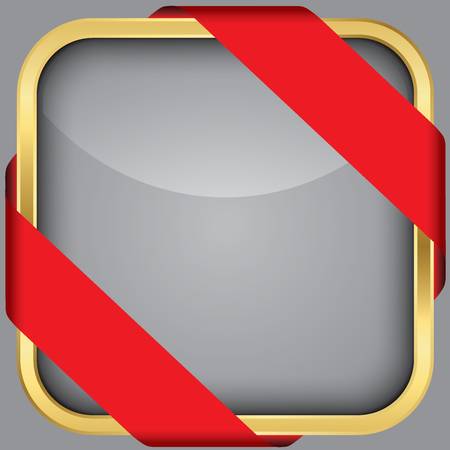 Golden blank app icon with red ribbonのイラスト素材