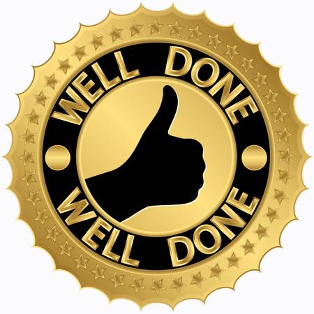 Well done golden label, vector illustrationのイラスト素材