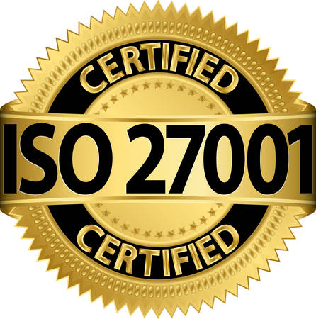 ISO 27001 certified golden labelのイラスト素材