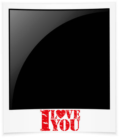 I love you photo frame, Happy Valentine s day greeting card illustration のイラスト素材