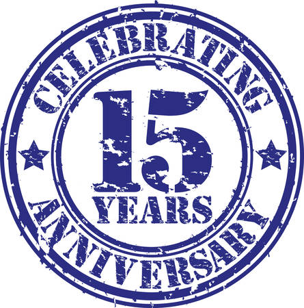 Celebrating 15 years anniversary grunge rubber stamp, vector illustration のイラスト素材