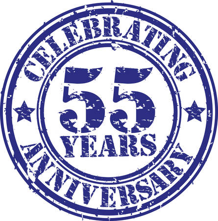 Celebrating 55 years anniversary grunge rubber stamp, vector illustration のイラスト素材