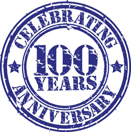 Celebrating 100 years anniversary grunge rubber stamp, vector illustration のイラスト素材