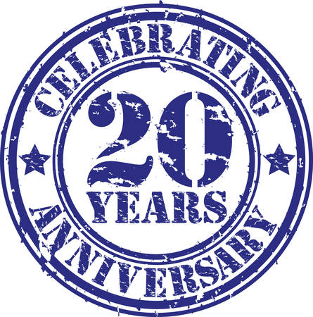 Celebrating 20 years anniversary grunge rubber stamp, vector illustration のイラスト素材