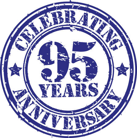 Celebrating 95 years anniversary grunge rubber stamp, vector illustration のイラスト素材