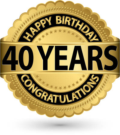 Happy birthday 40 years gold label, vector illustration のイラスト素材