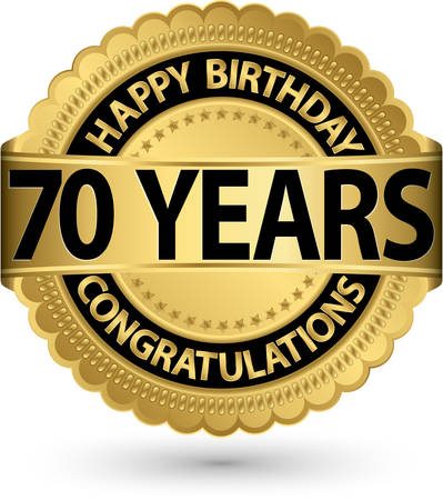 Happy birthday 70 years gold label, vector illustration のイラスト素材
