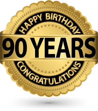 Happy birthday 90 years gold label, vector illustration のイラスト素材