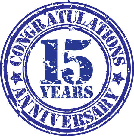 Congratulations 15 years anniversary grunge rubber stamp, vector illustration のイラスト素材