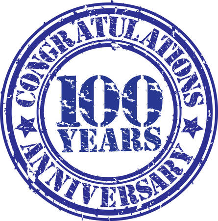 Congratulations 100 years anniversary grunge rubber stamp, vector illustration のイラスト素材