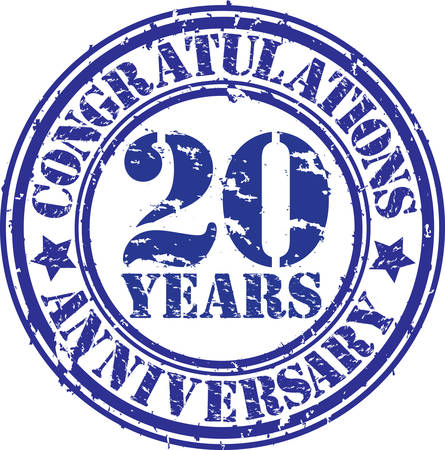 Congratulations 20 years anniversary grunge rubber stamp, vector illustration のイラスト素材