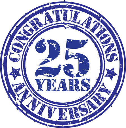 Congratulations 25 years anniversary grunge rubber stamp, vector illustration のイラスト素材