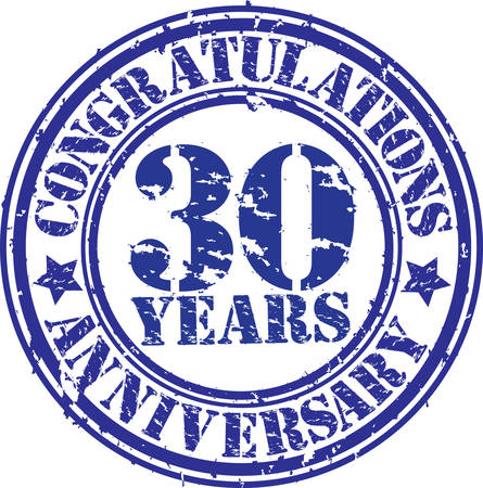 Congratulations 30 years anniversary grunge rubber stamp, vector illustration のイラスト素材