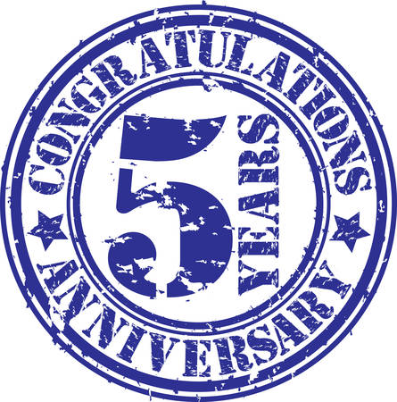 Congratulations 5 years anniversary grunge rubber stamp, vector illustration のイラスト素材