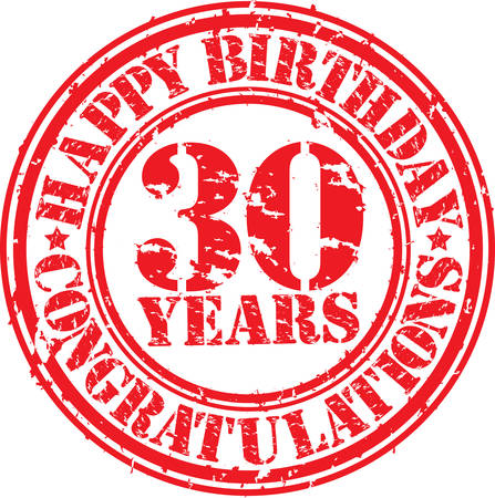 Happy birthday 30 years grunge rubber stamp, vector illustration のイラスト素材