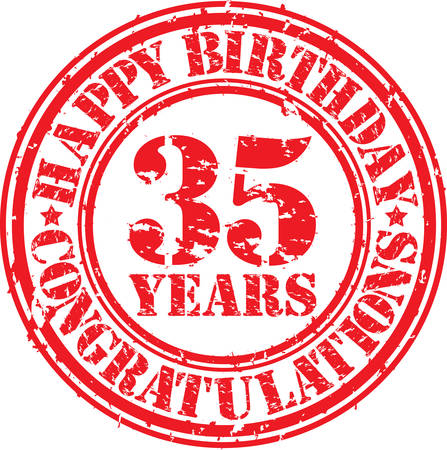 Happy birthday 35 years grunge rubber stamp, vector illustration のイラスト素材